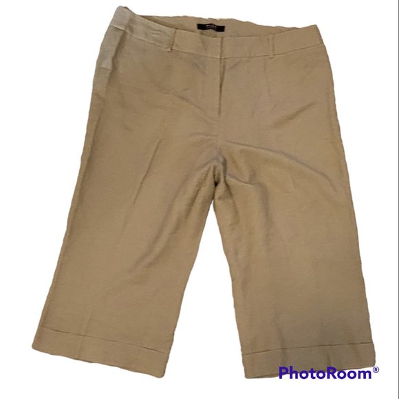 Alex Marie Linen Cropped Cuffed Wide Leg Pant Taupe Size 16 NEW - Picture 1 of 10